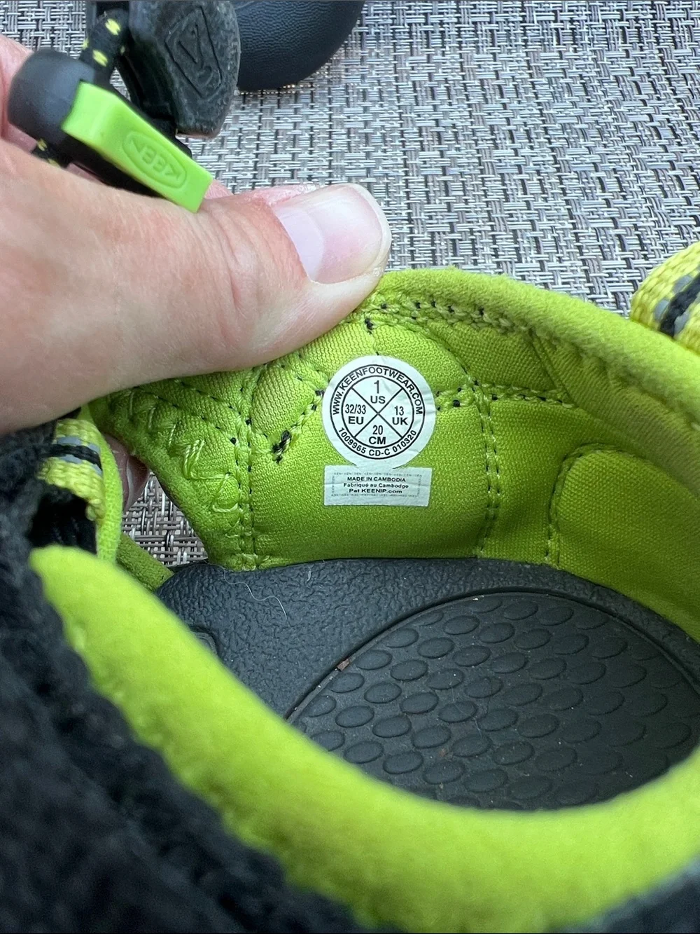 Keen Kids Black and Lime Green Closed-Toe Sandal